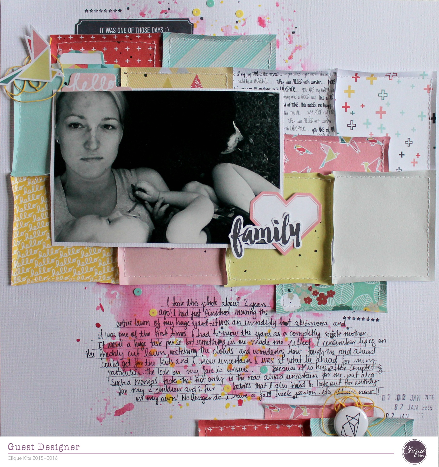 family layout by Bernii Miller for Clique Kits Alegria Kit. 1