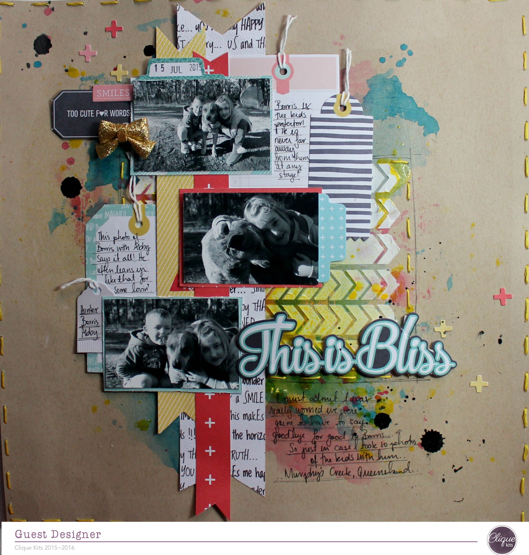 this is bliss layout by Bernii Miller for Clique Kits Alegria Kit. 1